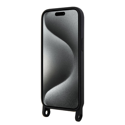 Tok Apple iPhone 15-höz, Karl Lagerfeld, Silicone Crossbody Choupette, Fekete