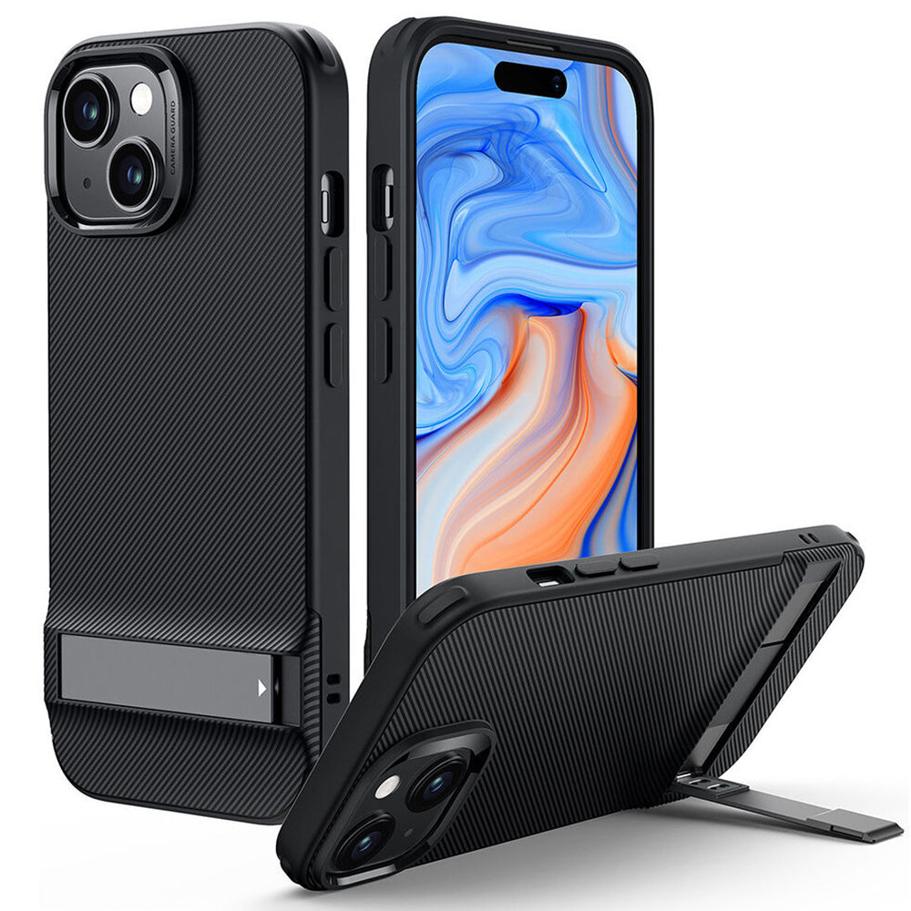 Tok Apple iPhone 15 Plus-hoz, ESR, Air Shield Boost Kickstand, Fekete