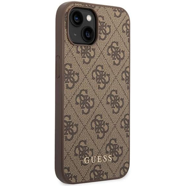 Tok Apple iPhone 15 Plus-hoz, Guess, 4G Metal Gold Logo, Barna