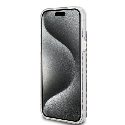 Case for Apple iPhone 15 Plus, Guess, IML 4G Gold Stripe, Brown