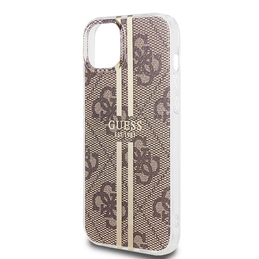 Tok Apple iPhone 15 Plus-hoz, Guess, IML 4G Gold Stripe, Barna
