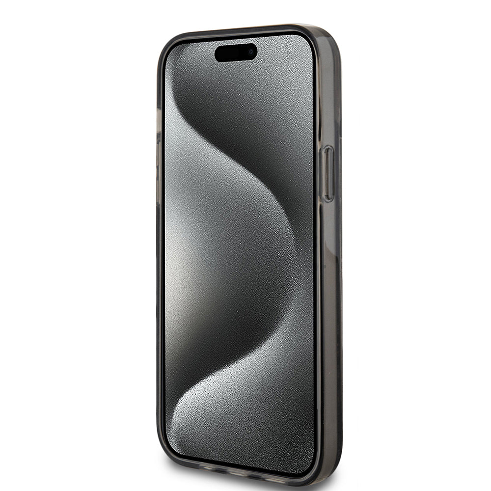 Tok Apple iPhone 15 Plus-hoz, Guess, Liquid Glitter Gold Stripes, Fekete