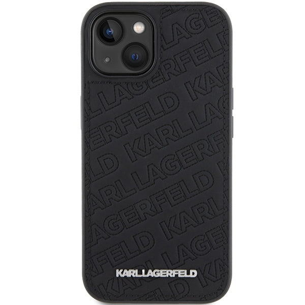 Tok Apple iPhone 15 Plus-hoz, Karl Lagerfeld, Diagonal Quilted K mintás, Fekete