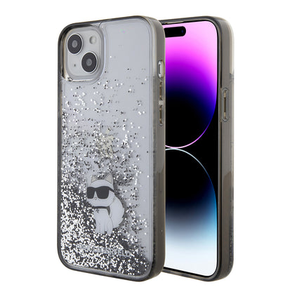 Tok Apple iPhone 15 Plus-hoz, Karl Lagerfeld, Liquid Glitter Choupette, Átlátszó