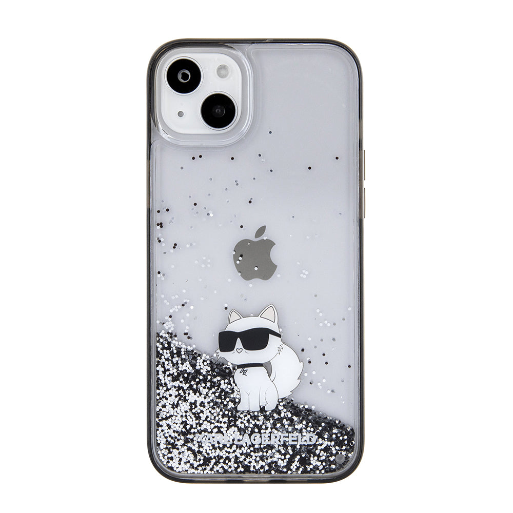 Tok Apple iPhone 15 Plus-hoz, Karl Lagerfeld, Liquid Glitter Choupette, Átlátszó