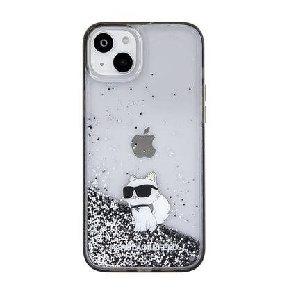 Tok Apple iPhone 15 Plus-hoz, Karl Lagerfeld, Liquid Glitter Choupette, Átlátszó