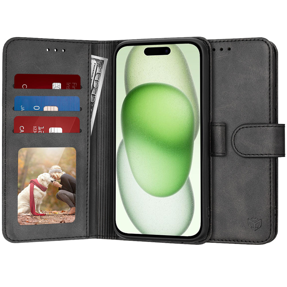 Tok Apple iPhone 15 Plus-hoz, Techsuit, Diary Book, Fekete