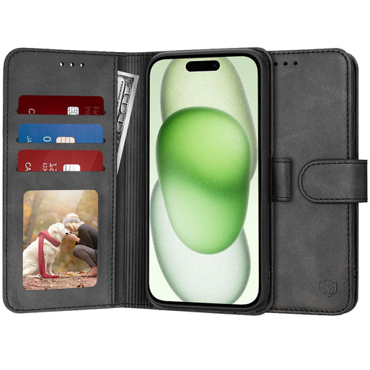 Tok Apple iPhone 15 Plus-hoz, Techsuit, Diary Book, Fekete