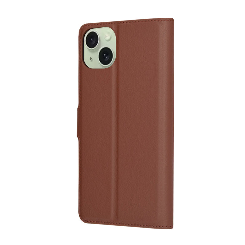 Tok Apple iPhone 15 Plus-hoz, Techsuit, bőr folio, barna