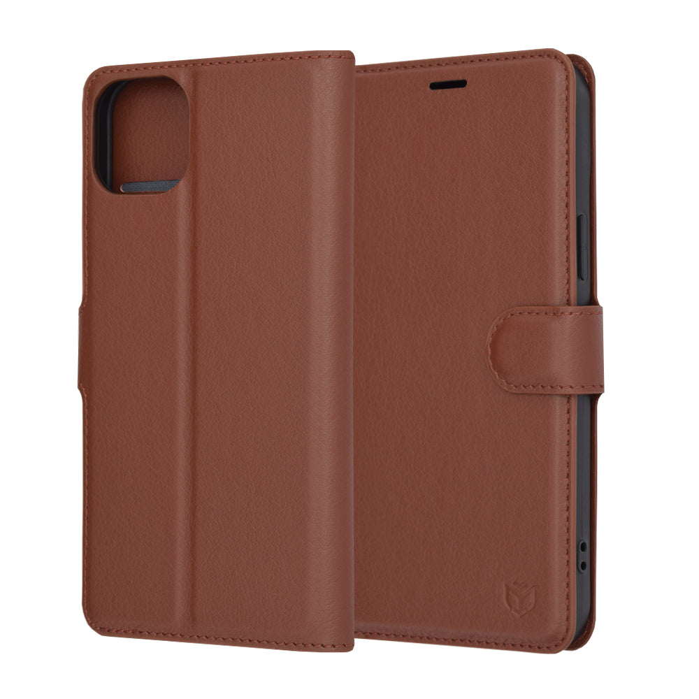 Tok Apple iPhone 15 Plus-hoz, Techsuit, bőr folio, barna