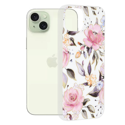 Tok Apple iPhone 15 Plus-hoz, Techsuit, Márvány, Fehér