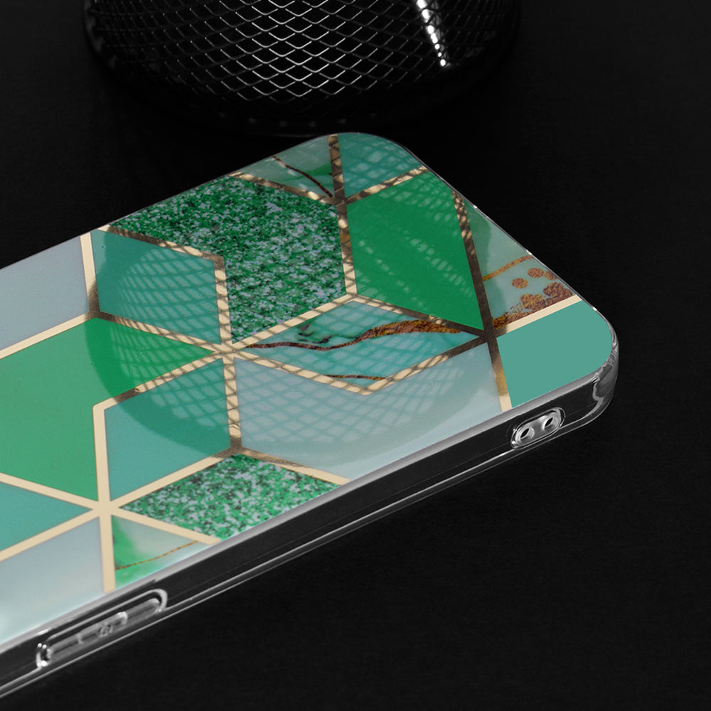 Tok Apple iPhone 15 Plus-hoz, Techsuit, Márvány, Zöld