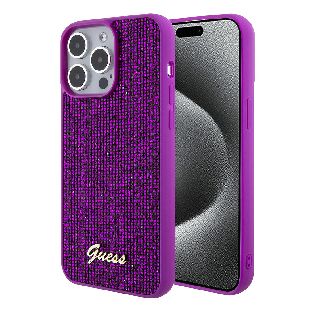 Tok Apple iPhone 15 Pro-hoz, Guess, Disco Metal Script, Fukszia