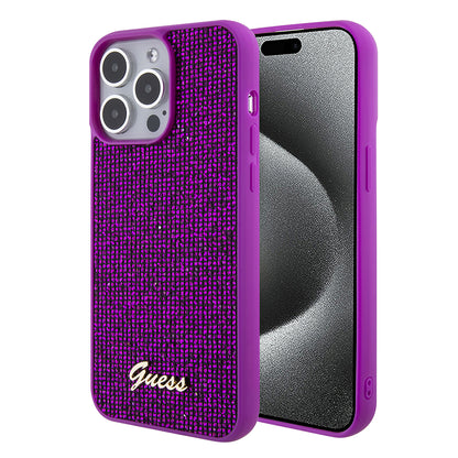 Tok Apple iPhone 15 Pro-hoz, Guess, Disco Metal Script, Fukszia