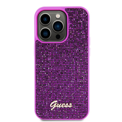 Tok Apple iPhone 15 Pro-hoz, Guess, Disco Metal Script, Fukszia
