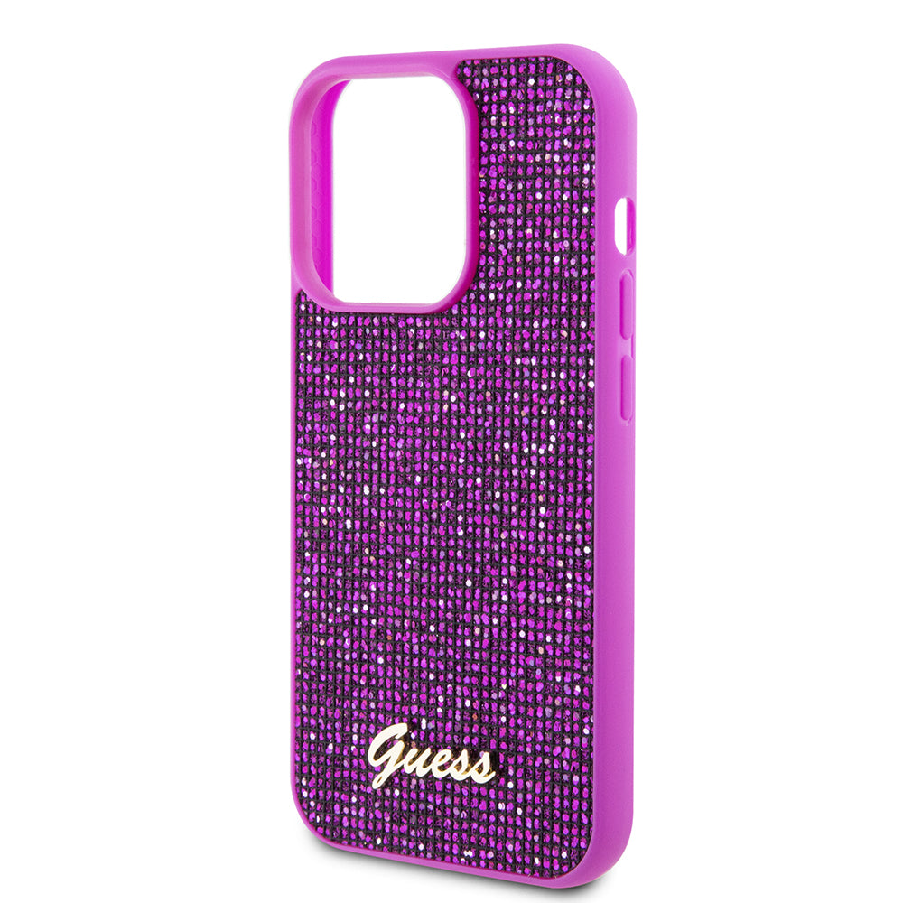 Tok Apple iPhone 15 Pro-hoz, Guess, Disco Metal Script, Fukszia