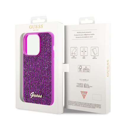 Tok Apple iPhone 15 Pro-hoz, Guess, Disco Metal Script, Fukszia
