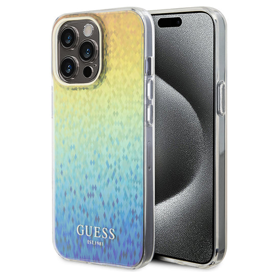 Tok Apple iPhone 15 Pro-hoz, Guess, IML Faceted Mirror Disco Iridescent, Többszínű