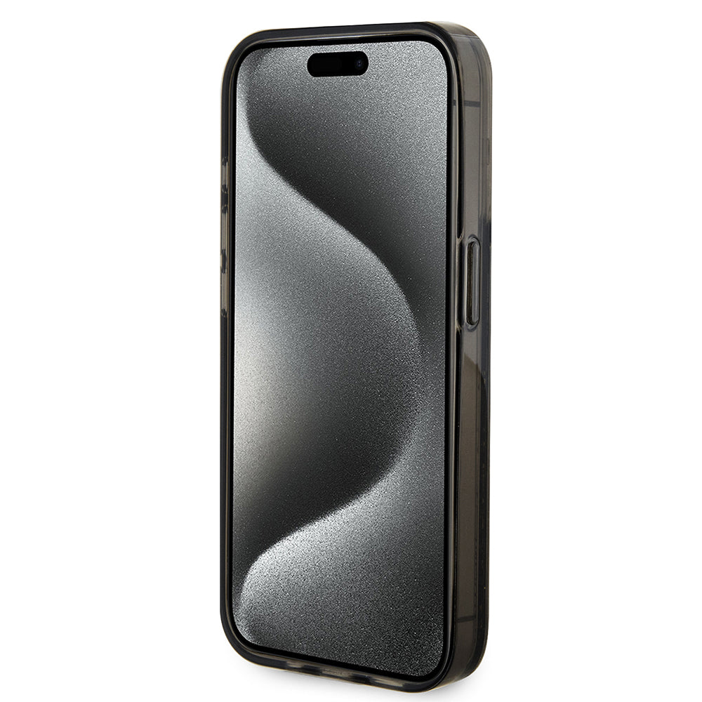 Case for Apple iPhone 15 Pro, Guess, Liquid Glitter Gold Stripe, Black