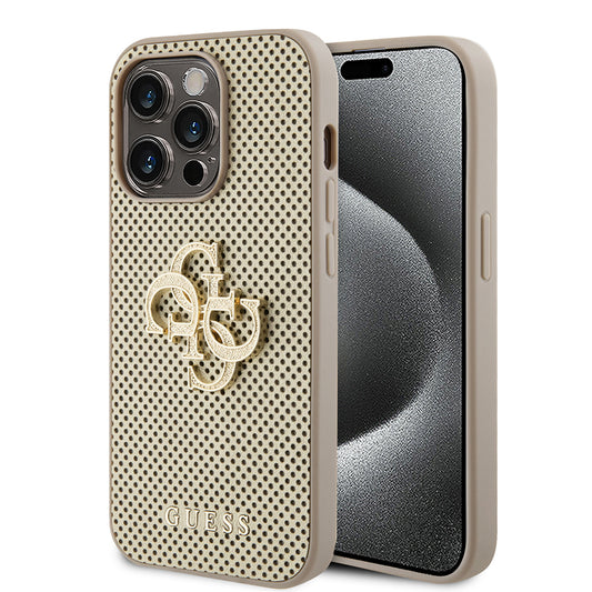 Tok a Apple iPhone 15 Pro-hoz, Guess, Perforated 4G, Arany színű