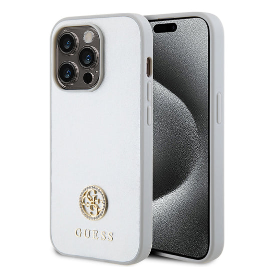 Tok Apple iPhone 15 Pro-hoz, Guess, Strass Metal Logo, Ezüst