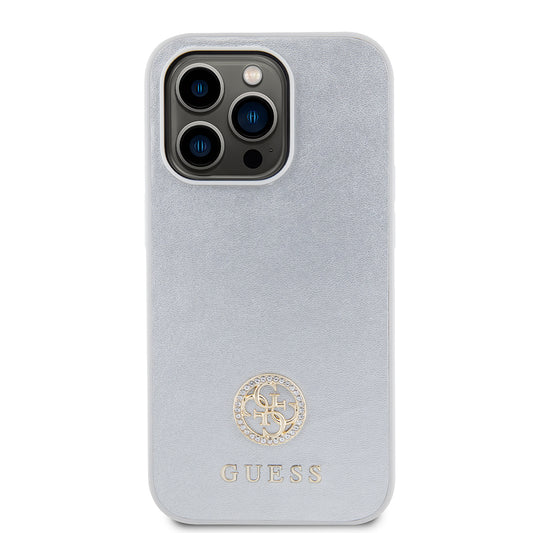 Tok Apple iPhone 15 Pro-hoz, Guess, Strass Metal Logo, Ezüst