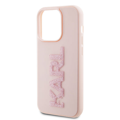 Case for Apple iPhone 15 Pro, Karl Lagerfeld, 3D Rubber Glitter Logo Karl, Pink