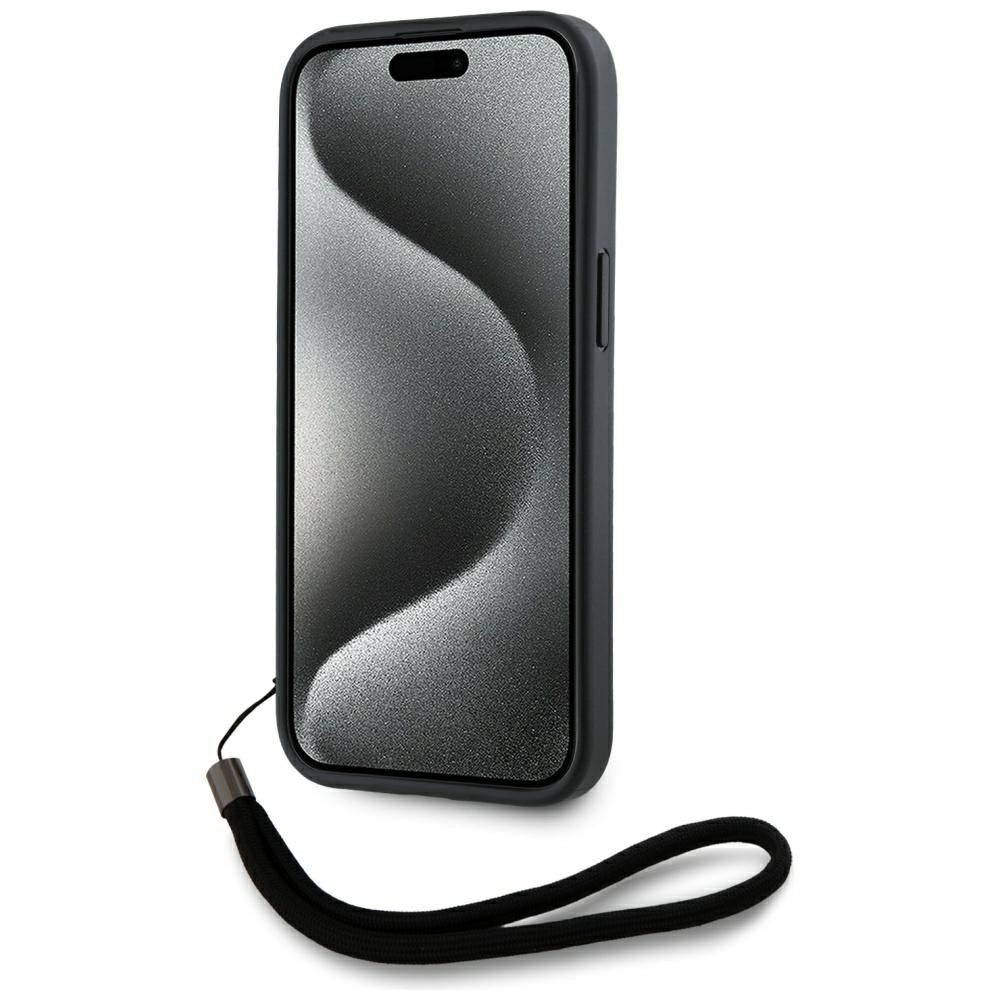 Tok Apple iPhone 15 Pro-hoz, Karl Lagerfeld, Saffiano Athleisure Stripes with Strap, Rózsaszín