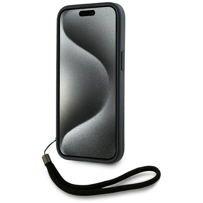 Tok Apple iPhone 15 Pro-hoz, Karl Lagerfeld, Saffiano Athleisure Stripes with Strap, Rózsaszín