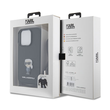 Tok Apple iPhone 15 Pro-hoz, Karl Lagerfeld, Saffiano Crossbody Monogram Metal Pin Karl, Fekete