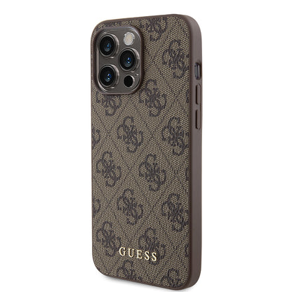 Case for Apple iPhone 15 Pro Max, Guess, 4G Metal Gold Logo, Brown