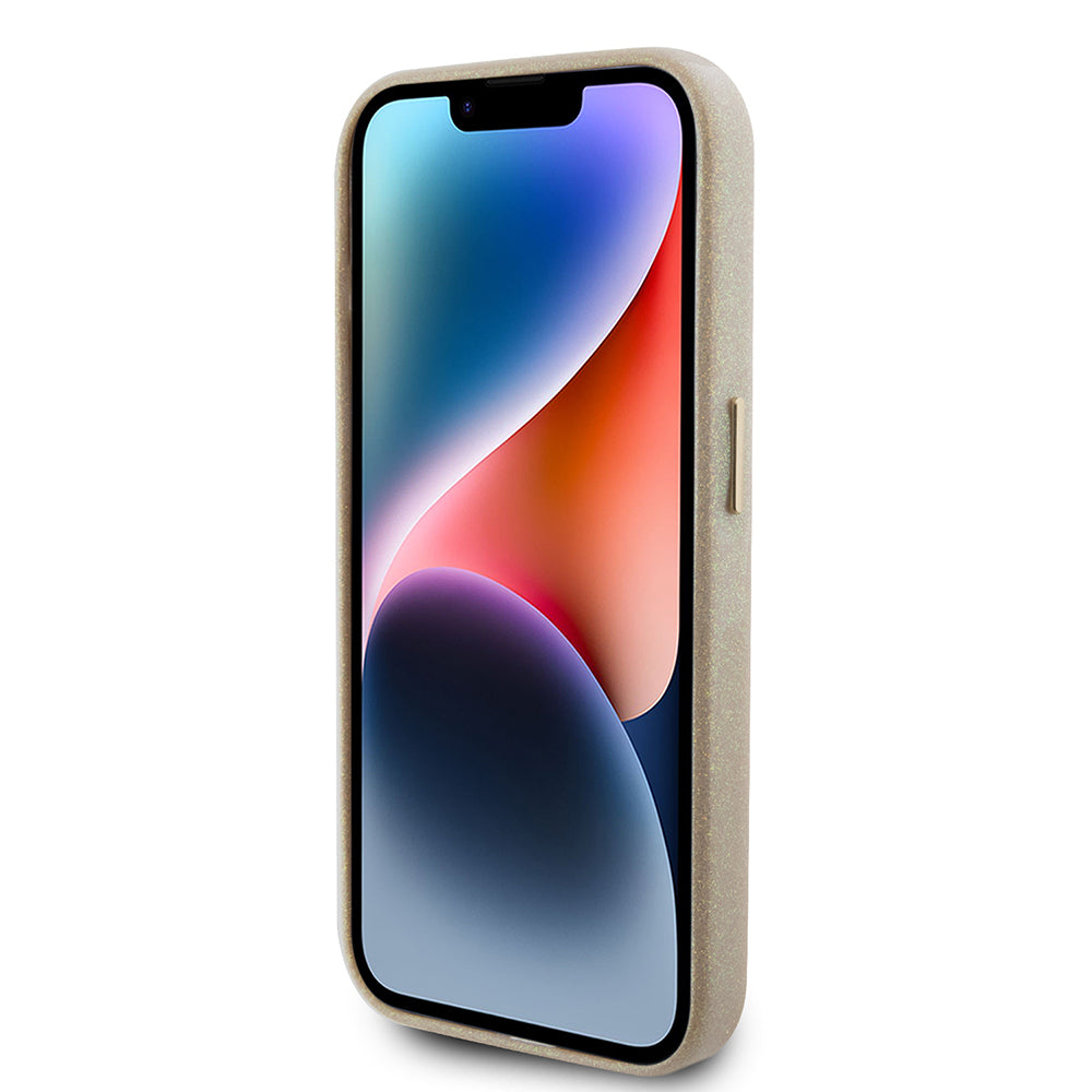 Tok Apple iPhone 15 Pro Max-hoz, Guess, Glitter Glossy Script, Bézs