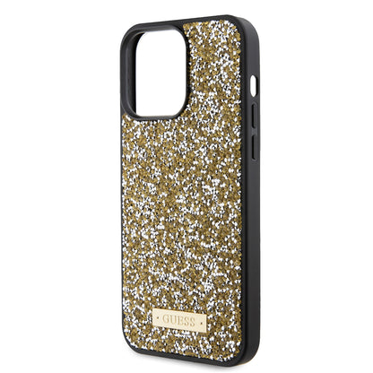 Tok Apple iPhone 15 Pro Max-hoz, Guess, Rhinestone Metal Logo, Sárga