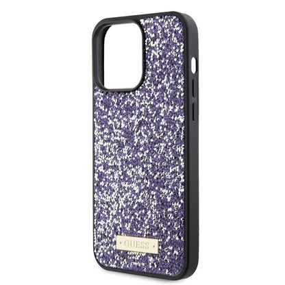 Case for Apple iPhone 15 Pro Max, Guess, Rhinestone Metal Logo, Purple