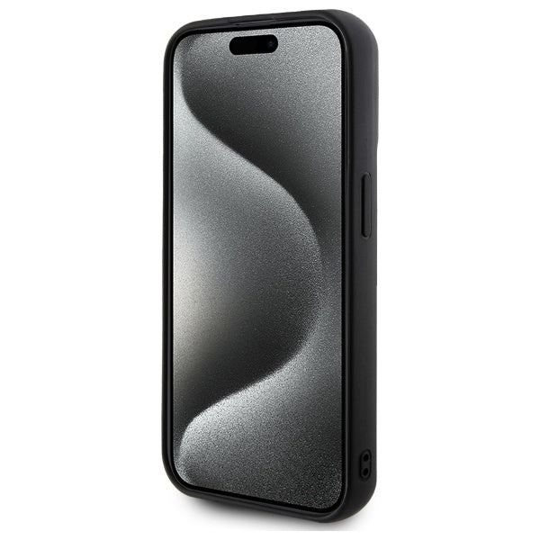 Tok a Apple iPhone 15 Pro Max-hoz, Karl Lagerfeld, 3D Rubber Signature, Fekete