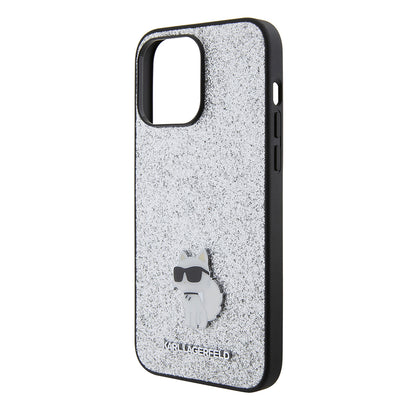 Tok Apple iPhone 15 Pro Max-hoz, Karl Lagerfeld, Glitter Fixed Choupette Logo, Ezüst