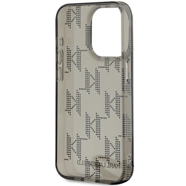 Tok Apple iPhone 15 Pro Max-hoz, Karl Lagerfeld, IML Luxury Monogram KL mintával és pánttal, Fekete