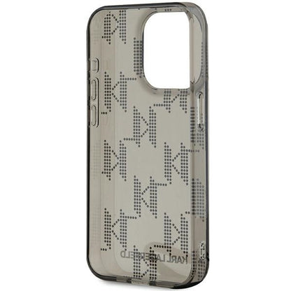 Tok Apple iPhone 15 Pro Max-hoz, Karl Lagerfeld, IML Luxury Monogram KL mintával és pánttal, Fekete