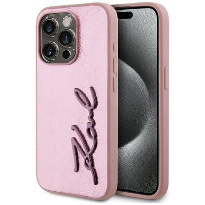 Tok Apple iPhone 15 Pro Max-hoz, Karl Lagerfeld, Metal Signature, Rózsaszín