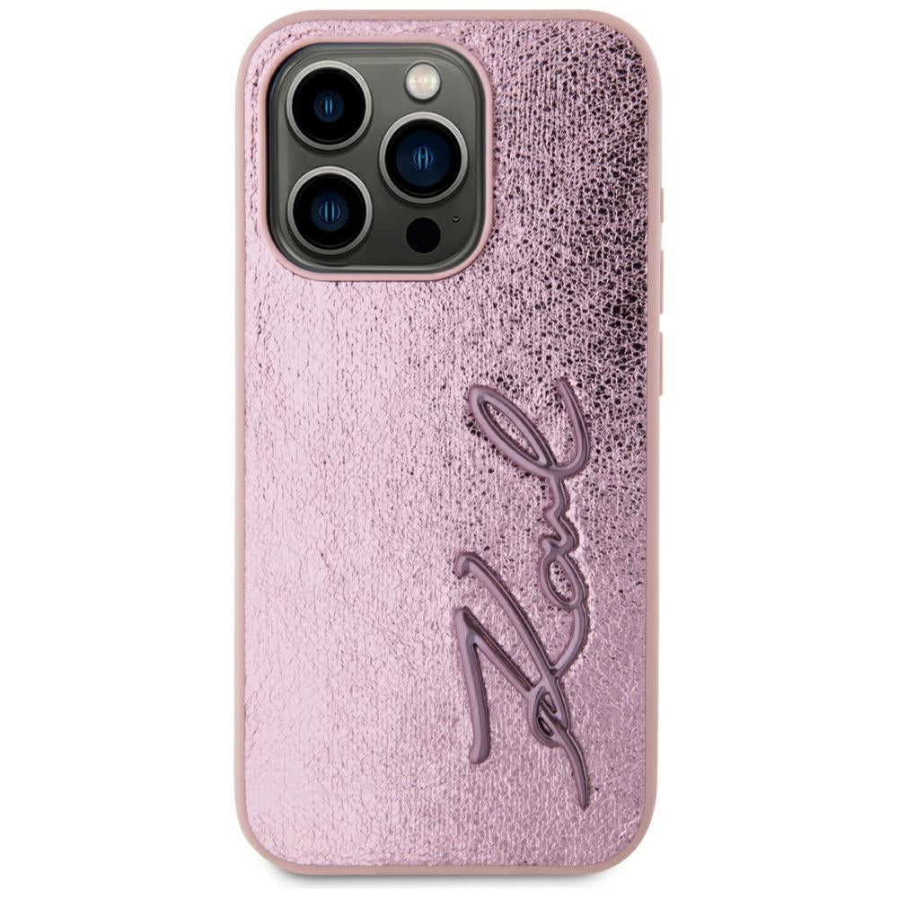 Tok Apple iPhone 15 Pro Max-hoz, Karl Lagerfeld, Metal Signature, Rózsaszín