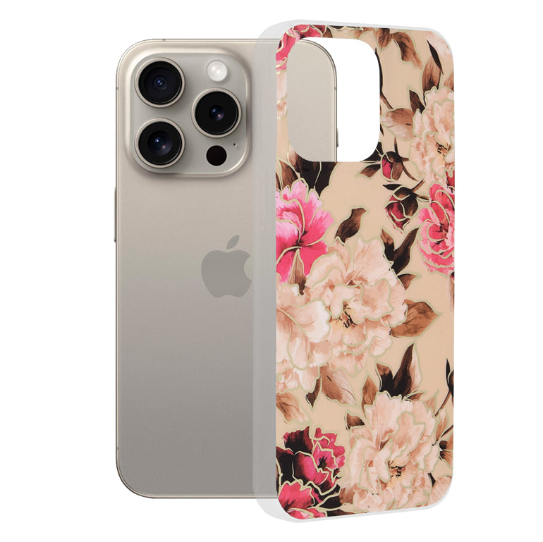 Tok Apple iPhone 15 Pro Max-hoz, Techsuit, Márvány, Bézs