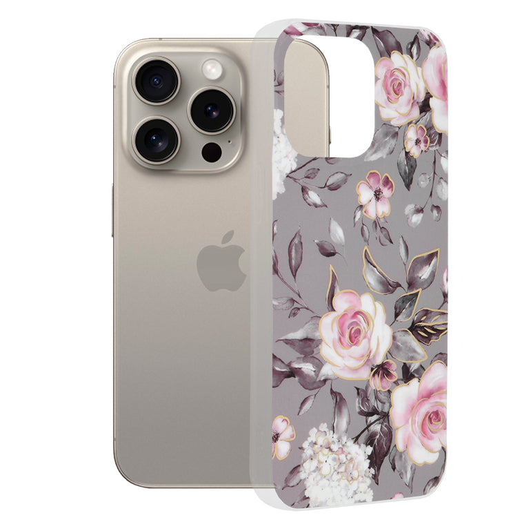 Tok Apple iPhone 15 Pro Max-hoz, Techsuit, Márvány, Szürke