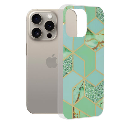 Tok Apple iPhone 15 Pro Max-hoz, Techsuit, Márvány, Zöld