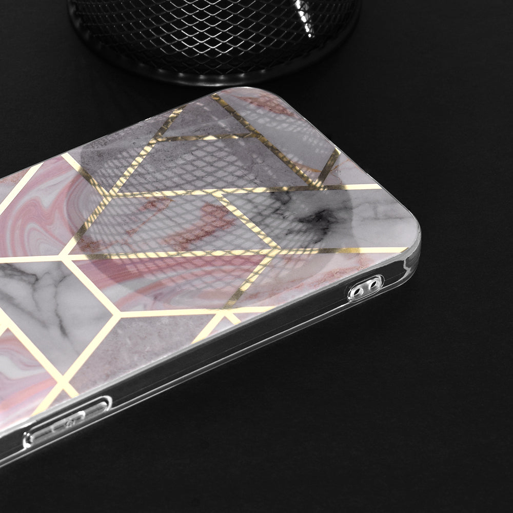 Tok Apple iPhone 15 Pro-hoz, Techsuit, Márvány, Rózsaszín