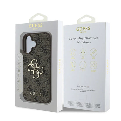 Tok Apple iPhone 16-hoz, Guess, 4G Big Logo, Barna
