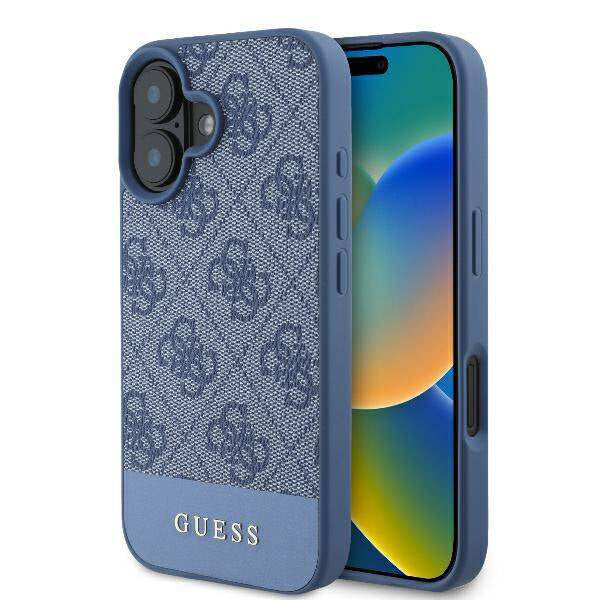 Tok Apple iPhone 16-hoz, Guess, 4G Bottom Stripe, Kék