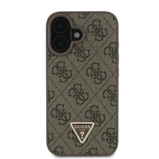 Tok a Apple iPhone 16-hoz, Guess, 4G Triangle Strass, Barna