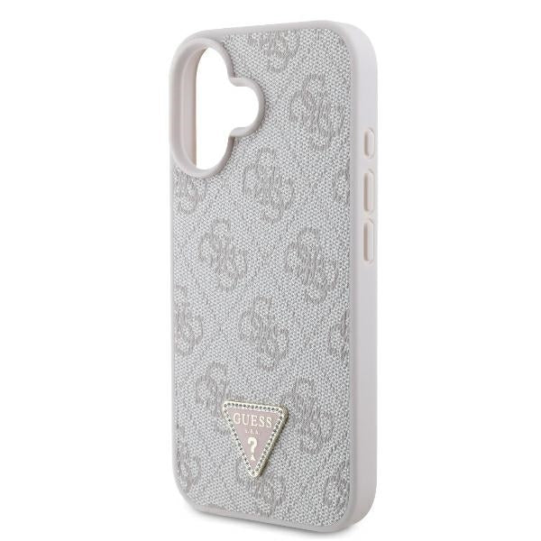 Tok Apple iPhone 16-hoz, Guess, Crossbody 4G Triangle Strass, Rózsaszín