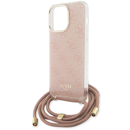 Tok a Apple iPhone 16-hoz, Guess, Crossbody Cord 4G Print, Rózsaszín