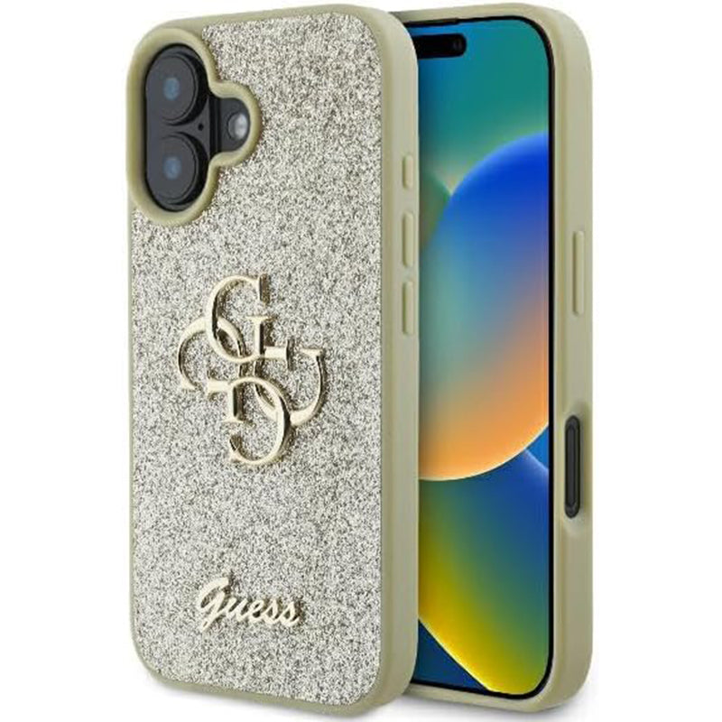 Tok a Apple iPhone 16-hoz, Guess, Fixed Glitter Big 4G, Arany